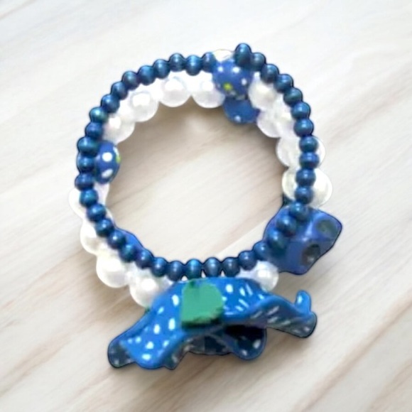 Sugar Skull Bracelet Blue Rose Polka Dot Day Of The Dead Wrap Halloween Jewelry - Picture 2 of 3
